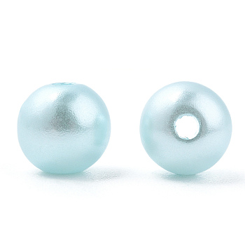 Spray Painted ABS Plastic Imitation Pearl Beads, Round, Light Cyan, 8x9.5mm, Hole: 1.8mm, about 2080 pcs/500g