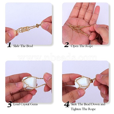 2Pcs 2 Style Brass Braided Macrame Pouch Empty Stone Holder for Pendant Necklaces Making(NJEW-SZ0001-65B)-4