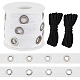 5 Yards Cotton Ribbons with Platinum Tone Iron Eyelet Rings(OCOR-OC0001-35A)-1
