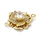 Rack Plating Brass Pave Clear Cubic Zirconia Flower Links Connector Charms(KK-M267-03G)-2