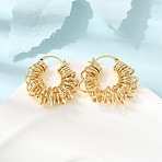 Brass Hoop Earrings for Women, Spiral, Real 18K Gold Plated, 29x11mm(EJEW-K334-01G)