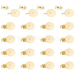 20Pcs 304 Stainless Steel Stud Earring Findings, Flat Round, Real 24K Gold Plated, 12x8x0.3mm, Pin: 0.8mm(STAS-LP0001-87)