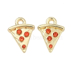 Alloy Rhinestone Pendants, Pizza Charms, Rack Plating, Cadmium Free & Nickel Free & Lead Free, Golden, 15x11x2.5mm, Hole: 1.8mm(PALLOY-P319-05G)