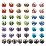 40Pcs 10 Colors Round Handmade Pave Disco Ball Beads, Polymer Clay Rhinestone Beads, Mixed Color, 9.5~10x9.5~10mm, Hole: 1.6~2mm, 4pcs/color(RB-TA0001-13)