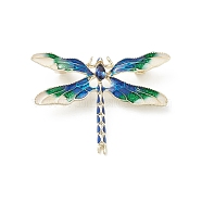 Dragonfly Enamel Pin, Golden Alloy Badge for Backpack Clothes, Blue, 32.5x45x8.5mm, Pin: 0.7mm(JEWB-M026-01G-04)