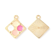 Alloy Enamel Pendants, Eyeshadow Palette Charm, Light Gold, Pink, 24x20.5x1.5mm, Hole: 2mm(ENAM-D047-13LG)