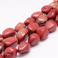 Natural Red Jasper Bead Strands, Tumbled Stone, Nuggets, 18~25x16~18x12~16mm, Hole: 1.5mm, about 22~25pcs/strand, 15.75 inch(G-K153-D29)