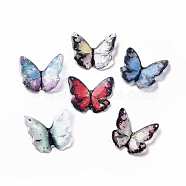 Transparent Resin Cabochons, with Gold Foil, Butterfly, Mixed Color, 21.5~22x22~24.5x1.5~4.7mm(RESI-L036-10A)