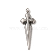 304 Stainless Steel Pendants, Cross Charm, Stainless Steel Color, 21.5x8x2mm, Hole: 1mm(STAS-L022-321P)