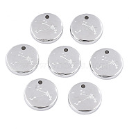 316 Surgical Stainless Steel Charms, Flat Round with Constellation, Stainless Steel Color, Aries, 10x2mm, Hole: 1mm(STAS-S116-418B-P)