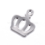 201 Stainless Steel Charms, Crown, Stainless Steel Color, 13x11x0.5mm, Hole: 1.2mm(STAS-D445-105)