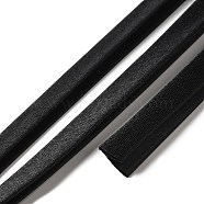 Flat Satin Piping Trim, Polyester Ribbon for Cheongsam, Clothing Decoration, Black, 3/8 inch(9.5mm), about 2.19 Yards(2m)/pc(OCOR-XCP0001-91)