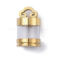 304 Stainless Steel Pendants, with Glass, Column, Golden, 21x12.5mm, Hole: 4x3.5mm(STAS-D097-02G)