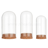3 Sets 3 Style High Borosilicate Glass Dome Cover, Decorative Display Case, Cloche Bell Jar Terrarium with Cork Base, Clear, 50~70x100~120mm, 1 set/style(DJEW-NB0001-21)