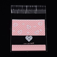 Rectangle OPP Cellophane Bags, with Heart Pattern, Pearl Pink, 10x6.9cm, Unilateral Thickness: 0.035mm, Inner Measure: 7x6.9cm, about 95~100pcs/bag(OPC-L001-02)