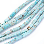 Natural Imperial Jasper Beads Strands, Cuboid, Dyed, Turquoise, 13~13.5x4.2~4.5x4.2~4.5mm, Hole: 1.2mm, about 30pcs/strand, 15.5 inch~16.1 inch(39.5~41cm)(G-L515-01C)