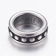 304 Stainless Steel Beads, Ring, Antique Silver, 8x3mm, Hole: 6mm(STAS-P173-119AS)