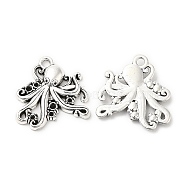 Tibetan Style Alloy Pendant Rhinestone Settings, Octopus, Antique Silver, Fit for 0.9~1.4mm Rhinestone, 20x21x2mm, Hole: 1.8mm(PALLOY-I220-06AS)