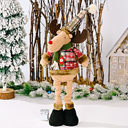 Christmas Cloth Stretchable Standing Doll Ornaments, for Home Indoor Table Decoration, Deer, 120x80x450~550mm(XMAS-PW0001-093B)