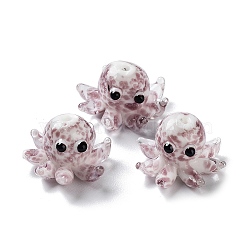 Handmade Lampwork Beads, with Enamel, Octopus, Rosy Brown, 13.5~15x20.5~24.5x21.5~24.5mm, Hole: 1.6~2mm(LAMP-H065-03E)