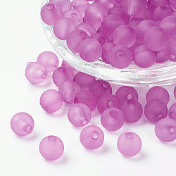 Transparent Acrylic Beads, Round, Frosted, Violet, 4mm, Hole: 1mm, about 1400pcs/50g(X-PL704-C71)