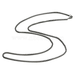 304 Stainless Steel Box Chain Necklace, Gunmetal, 28.03 inch(71.2cm)(NJEW-D046-02B)