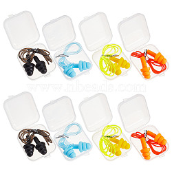8 Boxes 4 Colors Reusable TPE Earplugs, with Cord and Box, Waterproof Noise Reduction Earplugs, for Sleeping, Swimming, Work & Study, Mixed Color, 618x1.5mm, 2 boxes/color(AJEW-GF0006-50)
