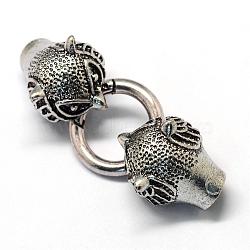 Alloy Spring Gate Rings, O Rings, with Cord Ends, Fox, Antique Silver, 6 Gauge, 64mm(PALLOY-R089-29AS)