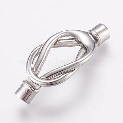 Tarnish Resistant 304 Stainless Steel Magnetic Clasps with Glue-in Ends, Smooth Surface, Stainless Steel Color, 44x18x7.5mm, Hole: 5mm(STAS-L189-12P)