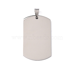 201 Stainless Steel Rectangle Stamping Blank Tag Pendants, Stainless Steel Color, 50x29x1.5mm, Hole: 6mm(STAS-L122-15P)