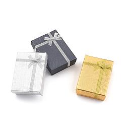 Cardboard Necklace Boxes, with Ribbon Bowknot and Sponge inside, Rectangle, Mixed Color, 7x5x2.5cm(CBOX-G011-C)