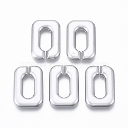Spray Painted CCB Plastic Linking Rings, Quick Link Connectors, For Jewelry Cross Chains Making, Rectangle, Silver, 34x23x6mm, Inner Diameter: 8x18mm(CCB-R104-10B-03)