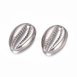 304 Stainless Steel Pendants, Cowrie Shell Shape, Stainless Steel Color, 19x13x3mm, Hole: 3x15mm(STAS-G218-11P-02)