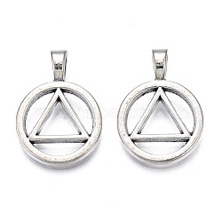 Tibetan Style Alloy Pendants, Cadmium Free & Lead Free, Ring with Triangle, Antique Silver, 26x19x2mm, Hole: 4x5mm, about 380pcs/1000g(TIBEP-N008-114)