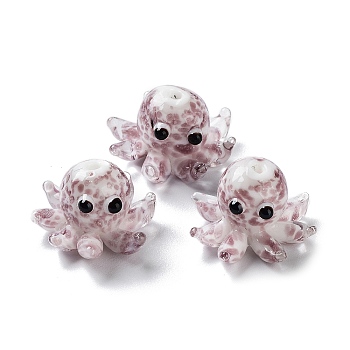 Handmade Lampwork Beads, with Enamel, Octopus, Rosy Brown, 13.5~15x20.5~24.5x21.5~24.5mm, Hole: 1.6~2mm