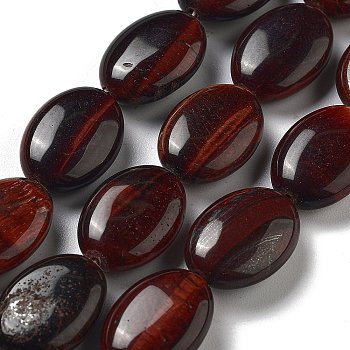Natural Red Tiger Eye Beads Strands, Dyed & Heated, Flat Oval, 18~18.5x13~13.5x6~6.5mm, Hole: 1.2mm, about 11pcs/strand, 7.76 inch(19.7cm)