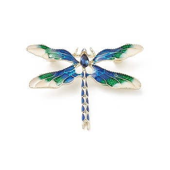 Dragonfly Enamel Pin, Golden Alloy Badge for Backpack Clothes, Blue, 32.5x45x8.5mm, Pin: 0.7mm