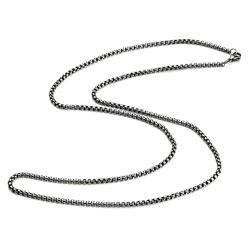 304 Stainless Steel Box Chain Necklace, Gunmetal, 28.03 inch(71.2cm)