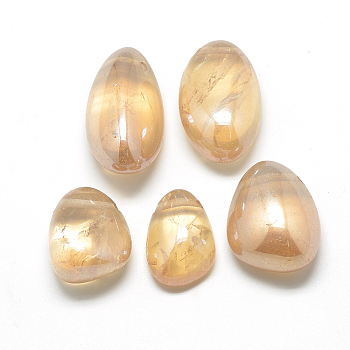 Electroplate Natural Quartz Crystal Pendants, Nuggets, Navajo White, 28~43x14~29x10~21mm, Hole: 2mm