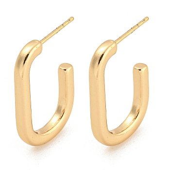 Alloy Hoop Earring, with Steel Pin, Rectangle, Light Gold, 21~21.5x2.5mm