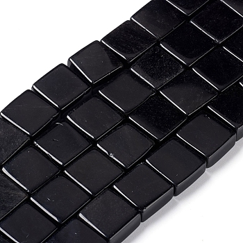 Natural Obsidian Beads Strands, Flat Slice Square Beads, 16x16x8mm, Hole: 1.2mm, about 24pcs/strand, 14.96 inch(38cm)