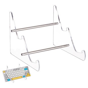 2-Tier Transparent Acrylic Keyboard Stands, Detachable Keyboard Storage Holder with Platinum Tone Iron Findings, Clear, Finish Product: 15x17.2x13.3cm, about 8pcs/set