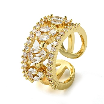 Brass Micro Pave Cubic Zirconia Ring, Long-Lasting Plated, Golden, 11mm, Inner Diameter: 16mm