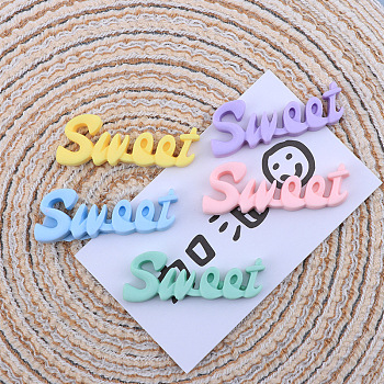 Opaque Resin Cabochons, Word Sweet, Mixed Color, 15x40x5mm