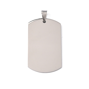 201 Stainless Steel Rectangle Stamping Blank Tag Pendants, Stainless Steel Color, 50x29x1.5mm, Hole: 6mm