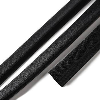 Flat Satin Piping Trim, Polyester Ribbon for Cheongsam, Clothing Decoration, Black, 3/8 inch(9.5mm), about 2.19 Yards(2m)/pc