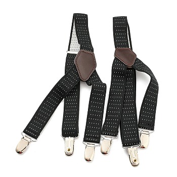 Y-shape Elastic Garter Strap, No-slip Sock Clamp, Men's Shirt Stay, with Iron Clip, Wedding Garment Accessories, Black, 500~740x25x2mm, 2pcs/set