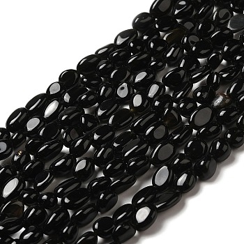 Natural Obsidian Beads Strands, Nuggets, 8x6x4mm,Hole:1mm