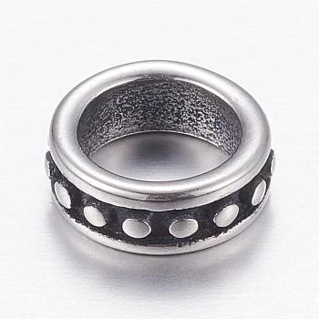 304 Stainless Steel Beads, Ring, Antique Silver, 8x3mm, Hole: 6mm
