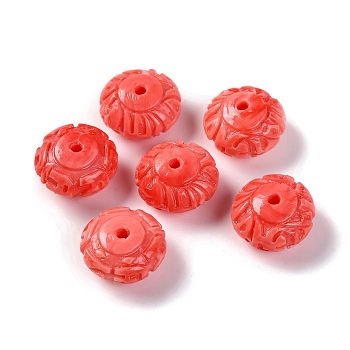 Synthetic Shell Dyed Beads, Rondelle, Tomato, 12.5x7.5mm, Hole: 1.6mm